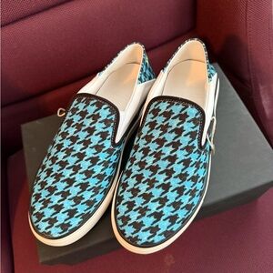 Vetements Blue and Black Houndstooth Sneakers EU 39